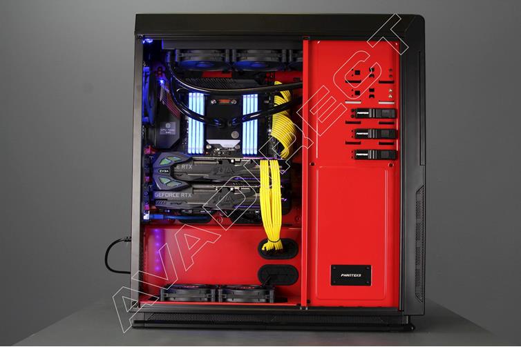 Phanteks Enthoo Series Primo SE w/ Window, E-ATX, Black/Red, Full Tower Case - side view