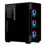 iCUE 220T RGB, Tempered Glass, No PSU, ATX, Black, Mid Tower Case
