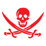 Pirate Flag Vinyl Decal, Tomato Red