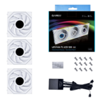 UNI FAN TL LCD 120 3 x 120mm, White, w/ Controller, ARGB LEDs, 1900 RPM, 62 CFM, 27 dBA, Cooling Fans