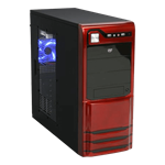 CS308RD w/ Window, 480W PSU, ATX, Black/Red, Mid Tower Case