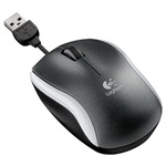 M125 Black/Silver Optical Mouse w/ Retractable Cord, 1000dpi, USB, Retail