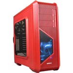 iVektor Red Mid-Tower Case w/ Window, ATX, No PSU, Steel/Plastic