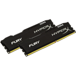 16GB Kit (2 x 8GB) Dual-Rank HyperX Fury DDR4 2400MHz, PC4-19200, CL15 (15-15-15) 1.2V, Non-ECC, Black, DIMM Memory