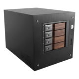 Server Chassis - S-35-DE4WB, Wood Look Bezel, 4x 3.5" Hotswap Bays, 1x 2.5" Drive Bay, No PSU, Mini-ITX, Black, Storage Mini Tower
