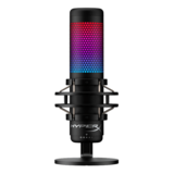 Microphone - HyperX QuadCast S, Anti-Vibration, 3 x 14 mm Electret Condenser, RGB LED, Black, Gaming Microphone