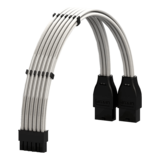 N/A - Compatible with NVIDIA RTX3000 Ampere Founders Edition FE GPU | Teflon High Power PSU Adapter 16AWG Silver Coated UL-Rated Wires w/Comb | 12P to 2 x 8P PCI-e Adapter | 30cm 300mm | Silver