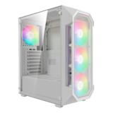 Computer Case - AURA GC1 ELITE WH ARGB, Tempered Glass, No PSU, ATX, White, Mid Tower Case