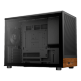 Computer Case - ATHENA M4M WOOD, Tempered Glass, No PSU, microATX, Black, Mini Tower Case