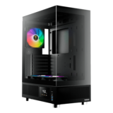 Computer Case - ATLAS E1, Tempered Glass, No PSU, ATX, Black, Mid Tower Case