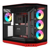 Computer Case - Y50 RGB, Tempered Glass, No PSU, E-ATX, Black Cherry, Mid Tower Case