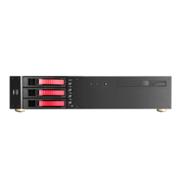 D-230HB-DT-RED, Red HDD Handle, 3 x 3.5&quot; Hotswap Bay, No PSU, microATX, Black, 2U Desktop Chassis