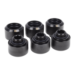Eiszapfen 16mm G1/4&quot; HardTube Knurled Compression Fitting - Sixpack - Deep Black