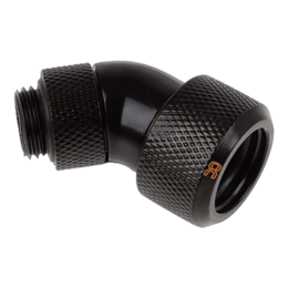 Eiszapfen 16mm (5/8&quot;) HardTube Compression Fitting 45° Rotatable G1/4 - Knurled - Deep Black