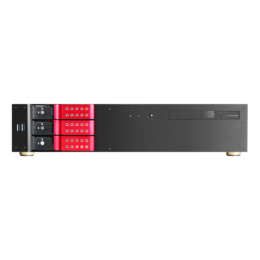 D-230HN-DT-RED, Red HDD Handle, 3 x 3.5&quot; Hotswap Bay, No PSU, microATX, Black, 2U Desktop Chassis