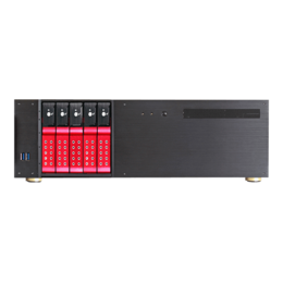 D-350HN-DT-RED, Red HDD Handle, 1x Slim 5.25&quot;, 3x 3.5&quot;, 5x 3.5&quot; Hotswap Bays, No PSU, ATX, Black/Red, 3U Chassis