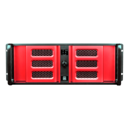 D Storm D-407SE-RD-TS859, Red Bezel, w/ 8&quot; Touch Screen LCD, 3x 5.25&quot;, 1x 3.5&quot; Drive Bays, No PSU, ATX, Black/Red, 4U Chassis