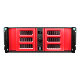 D Storm D-407LSE-RD-TS859, Red Bezel, w/ 8&quot; Touch Screen LCD, 3x 5.25&quot;, 1x 3.5&quot; Drive Bays, No PSU, E-ATX, Black/Red, 4U Chassis