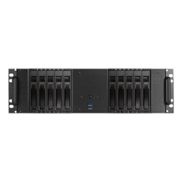 D-3100HB-SILVER, Silver HDD Handle, 10x 3.5&quot; Hotswap Bays, No PSU, ATX, Black/Silver, 3U Chassis