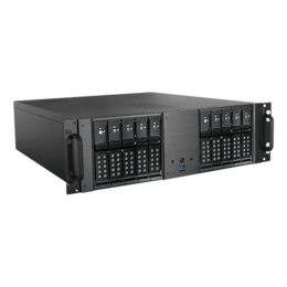 D-3100HN-RED, Red HDD Handle, 10x 3.5&quot; Hotswap Bays, No PSU, ATX, Black/Red, 3U Chassis