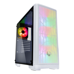 Nova Mesh TG ARGB, Tempered Glass, No PSU, E-ATX, White, Mid Tower Case