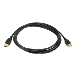 USB-A to USB-A 2.0 Cable - 28/24AWG, Gold Plated, Black, 10ft
