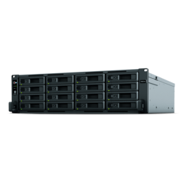 RS4021xs+ 16-bay 3U NAS Server, Intel® Xeon® D-1541 8-core 2.7 GHz processor, 64GB DDR4 RAM (16GB pre-installed), SATA 6Gb/s, 1GbLAN / 4, 10GbLAN / 2, USB 3.2 Gen 1 (Type-A) / 2, 800W Rdt PSU