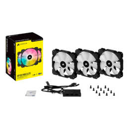 iCUE SP120 RGB ELITE Performance Black, 3 x 120mm, w/ Lighting Node CORE, 1500 RPM, 47.73 CFM, 28 dBA, Cooling Fans