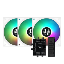 ST120 RGB White, 3 x 120mm, w/ PWM Fan Hub & RGB Controller, 1900 RPM, 69.17 CFM, 32 dBA, Cooling Fans