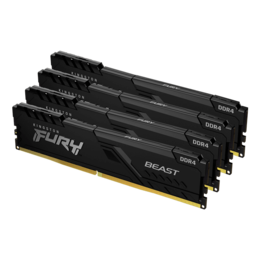 32GB (4 x 8GB) FURY Beast DDR4 2666MHz, CL16, Black, DIMM Memory
