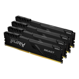 64GB (4 x 16GB) FURY Beast Dual-Rank, DDR4 2666MHz, CL16, Black, DIMM Memory