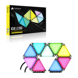 iCUE LC100 Case Accent Lighting Panels — Mini Triangle — 9x Tile Starter Kit