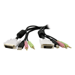 DVID4N1USB15, 15ft 4-in-1 USB Dual Link DVI-D KVM Switch Cable w/ Audio & Microphone