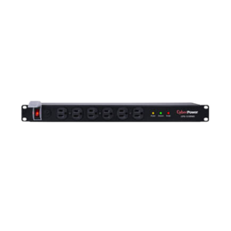 Rackmount Surge Protector, 15A, 12x / NEMA 5-20R, 1800VA, 1U Rack Mount, 15 ft Cord, 120V, Black