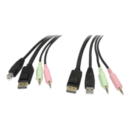 DP4N1USB6, 6ft 4-in-1 USB DisplayPort KVM Switch Cable w/ Audio & Microphone