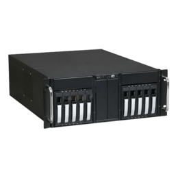 D Storm D410-B10SL, Silver HDD Handle, 4x 5.25&quot; Drive Bays, 10x 3.5&quot; Hotswap Bays, No PSU, E-ATX, Black/Silver, 4U Chassis