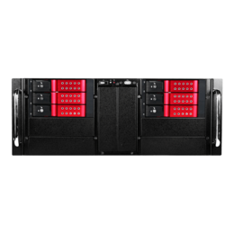 D Storm D410-DE6RD, Red HDD Handle, 6x 3.5&quot; Hotswap Bays, No PSU, E-ATX, Black/Red, 4U Chassis