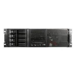 E306L-DE4BK, Black HDD Handle, 3x 5.25&quot;, 3x 3.5&quot; Drive Bays, 4x 3.5&quot; Hotswap Bays, No PSU, E-ATX, Black, 3U Chassis