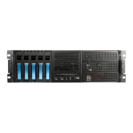 E306L-B5BL, Blue HDD Handle, 3x 5.25&quot;, 3x 3.5&quot; Drive Bays, 5x 3.5&quot; Hotswap Bays, No PSU, E-ATX, Black/Blue, 3U Chassis
