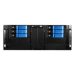 D Storm D410-DE6BL, Blue HDD Handle, 6x 3.5&quot; Hotswap Bays, No PSU, E-ATX, Black/Blue, 4U Chassis
