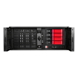 D Storm D407P-DE4RD, Red HDD Handle, 4x 5.25&quot;, 2x 3.5&quot; Drive Bays, 4x 3.5&quot; Hotswap Bays, No PSU, ATX, Black/Red, 4U Chassis