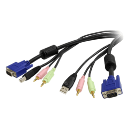 USBVGA4N1A6, 6 ft 4-in-1 USB VGA KVM Switch Cable with Audio and Microphone