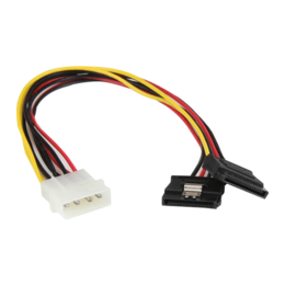 12in LP4 to 2x Latching SATA Power Y Cable Splitter Adapter - 4 Pin Molex to Dual SATA