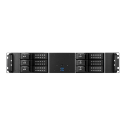 D-260HN, Black HDD Handle, 6x 3.5&quot; Hotswap Bays, No PSU, microATX, Black, 2U Chassis