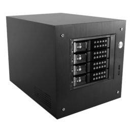 S-35-DE4BK, Black HDD Handle, 4x 3.5&quot; Hotswap Bays, 1x 2.5&quot; Drive Bay, No PSU, Mini-ITX, Black, Storage Mini Tower