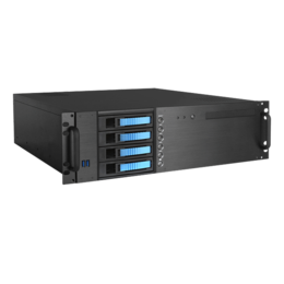 D-340HB-T-BLUE, Blue HDD Handle, 1x Slim 5.25&quot;, 3x 3.5&quot;, 4x 3.5&quot; Hotswap Bays, No PSU, ATX, Black/Blue, 3U Chassis