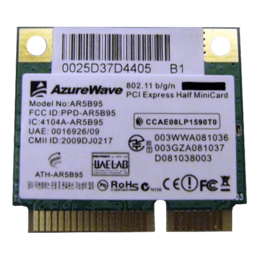 AR5B95 Wireless WiFi Adapter, IEEE 802.11b/g/n, Internal PCIe Half Mini Card