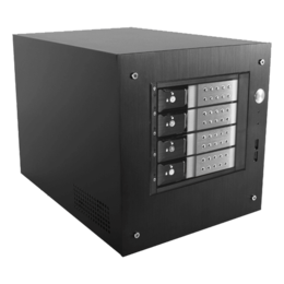 S-35-DE4SL, Silver HDD Handle, 4x 3.5&quot; Hotswap Bays, 1x 2.5&quot; Drive Bay, No PSU, Mini-ITX, Black/Silver, Storage Mini Tower