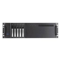 D-350HB-T-SILVER, Silver HDD Handle, 1x Slim 5.25&quot;, 3x 3.5&quot;, 5x 3.5&quot; Hotswap Bays, No PSU, ATX, Black/Silver, 3U Chassis