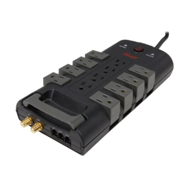 RHSP-13006, 12 Outlets, RJ11, 6 ft, 4320 Joules, 6-ft cord, 120V/15A, Black, Surge Protector